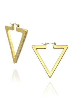 GUESS Gold-Tone Triangle Hoop Earrings