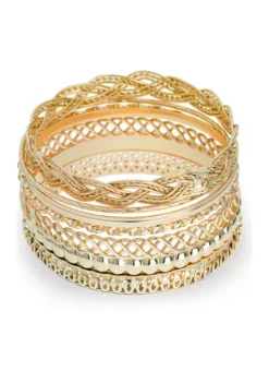 GUESS Gold Tone Bangle Bracelets - Set of 7