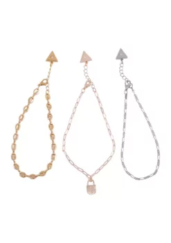 GUESS Tri-Tone Anklet Set