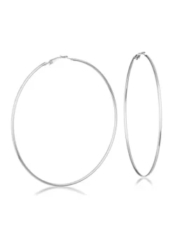 GUESS Silver Tone Extra Large Thin Hoop Earrings