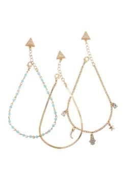 GUESS Gold-Tone Trio Anklet Set