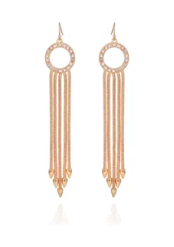 GUESS Gold Tone Multi Snake Chain Fringe Earrings