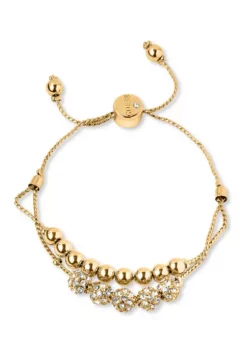 GUESS Gold Tone and Crystal Double Row Fireball Slider Bracelet