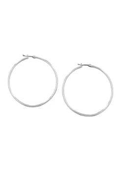 GUESS Silver Tone Thin Tubular Hoop Earrings -Cheap GUESS® Store Belk 438