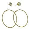 GUESS Rose Gold Tone Cubic Zirconia Stud and Hoop Earrings Set