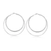 GUESS Silver Tone Textured and Polished Orbital Hoop Earrings
