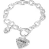 GUESS Silver Tone and Crystal Toggle Bracelet with Logo Charm