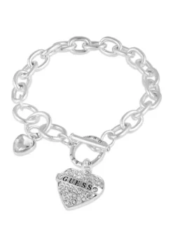 GUESS Silver Tone and Crystal Toggle Bracelet with Logo Charm -Cheap GUESS® Store Belk 465