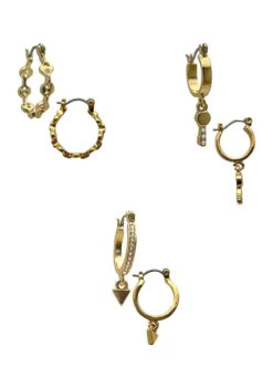 GUESS Gold-Tone Huggie Trio Earrings