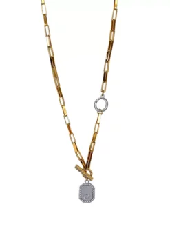 GUESS Two Tone Crystal Y Necklace