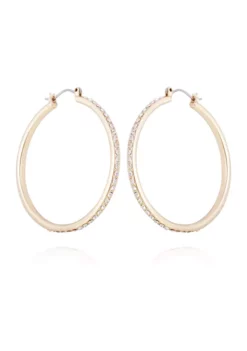 GUESS Gold Tone and Crystal Hoop Earrings