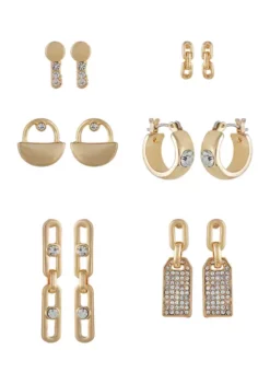 GUESS Gold-Tone 6-On Earring Set