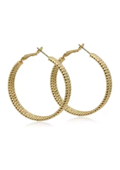 GUESS Gold Tone Triple Row Hoop Earrings