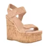 Guess Cataline Cork Platform Wedge Sandal With Adjustable Straps