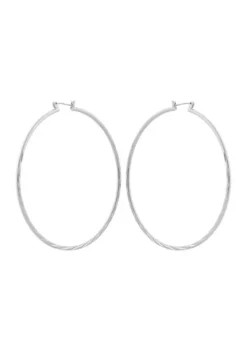 GUESS Silver Tone Twist Design Hoop Earrings -Cheap GUESS® Store Belk 514