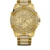 GUESS® Men's Gold-Tone Crystal Multifunction Watch