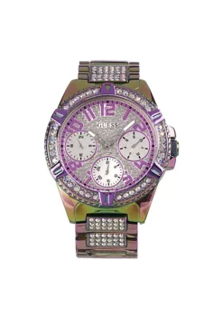 Guess Womens GW0044L1 Purple Iridescent Stainless-Steel Watch