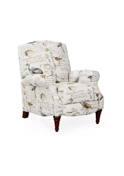 The Hamptons Collection 38” White Bird Script Fabric Contemporary Style Manual Reclining Chair -Cheap GUESS® Store Belk 693