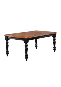 The Hamptons Collection 56” Antique Black and Cherry Solid Handcrafted Hardwood Large Rectangular Extendable Dining Table