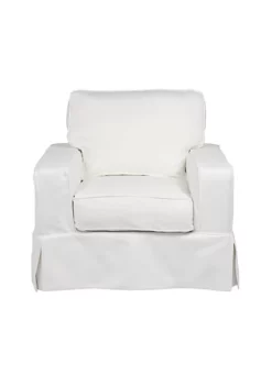 The Hamptons Collection 36" White Elegant Sunset Trading Americana Comfortable Slip Covered Chair