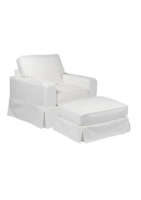 The Hamptons Collection 36" White Elegant Sunset Trading Americana Comfortable Slip Covered Chair 4 The Hamptons Collection 36" White Elegant Sunset Trading Americana Comfortable Slip Covered Chair - Image 4
