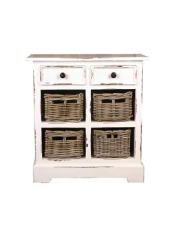 The Hamptons Collection 29.50” White and Brown Trading Cottage Storage Cabinet with Baskets -Cheap GUESS® Store Belk 727