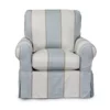 The Hamptons Collection 36” Blue and Off-White Seashore Striped Fabric Slipcovered Swivel Rocking Chair