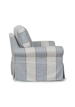 The Hamptons Collection 36” Blue and Off-White Seashore Striped Fabric Slipcovered Swivel Rocking Chair -Cheap GUESS® Store Belk 748