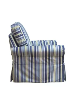 The Hamptons Collection 36” Blue and Green Beach Striped Fabric Slipcovered Swivel Rocking Chair -Cheap GUESS® Store Belk 752