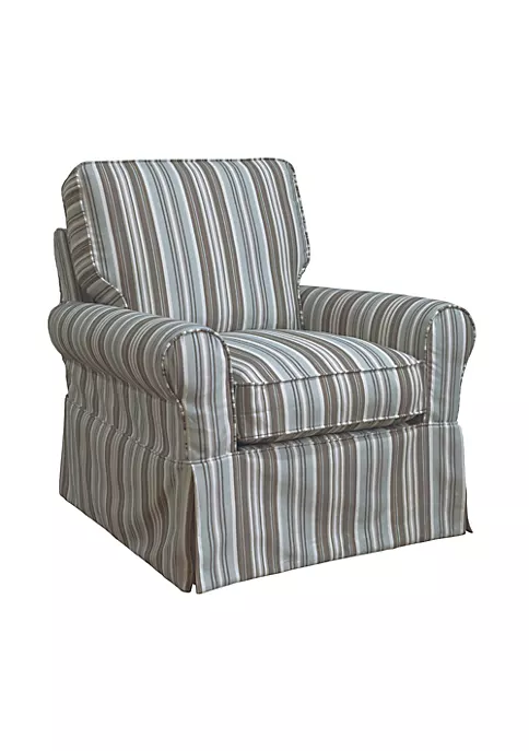 The Hamptons Collection 36” Blue and Grey Striped Fabric Slipcovered Swivel Rocking Chair 2 The Hamptons Collection 36” Blue and Grey Striped Fabric Slipcovered Swivel Rocking Chair - Image 2