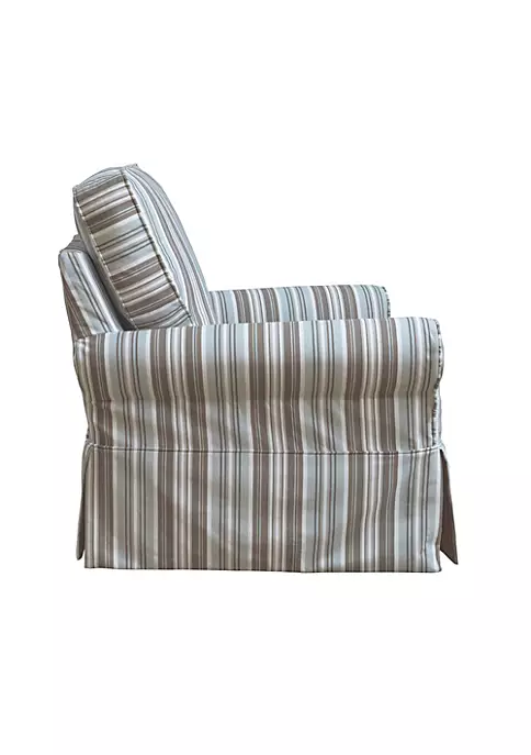 The Hamptons Collection 36” Blue and Grey Striped Fabric Slipcovered Swivel Rocking Chair 3 The Hamptons Collection 36” Blue and Grey Striped Fabric Slipcovered Swivel Rocking Chair - Image 3
