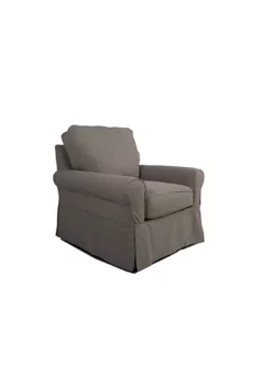 The Hamptons Collection 36” Light Grey Slipcovered Swivel Rocking Chair
