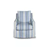 The Hamptons Collection 35" Seaside Beach Blue Striped Fabric Swivel Chair with Track Arm