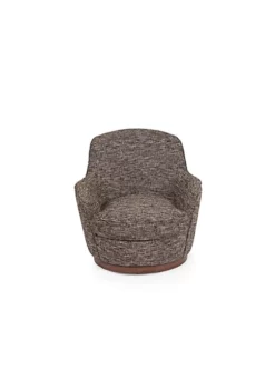 The Hamptons Collection 34" Heathered Black and Brown Soft Tweed Low Back Swivel Chair