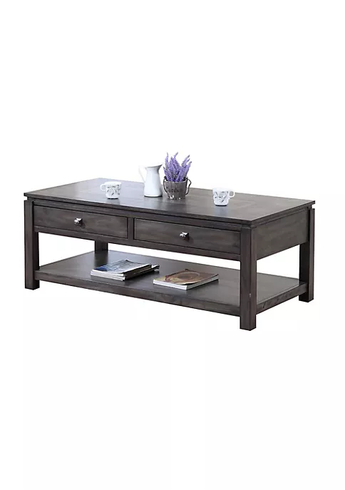 The Hamptons Collection 50” Gray Rectangular Wooden Coffee Table with Drawers and Shelf 2 The Hamptons Collection 50” Gray Rectangular Wooden Coffee Table with Drawers and Shelf - Image 2