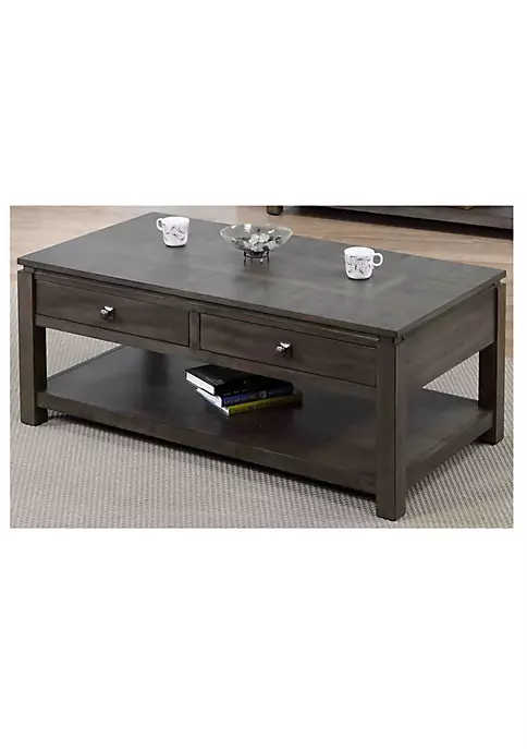 The Hamptons Collection 50” Gray Rectangular Wooden Coffee Table with Drawers and Shelf 3 The Hamptons Collection 50” Gray Rectangular Wooden Coffee Table with Drawers and Shelf - Image 3
