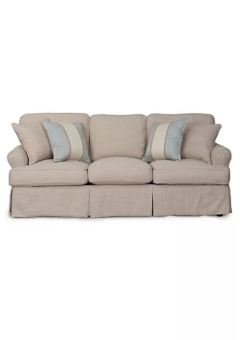 The Hamptons Collection 85” Linen Beige T-cushion Sofa Cover with Back and Seat Cushion Cover and Pillow Covers 2 The Hamptons Collection 85” Linen Beige T-cushion Sofa Cover with Back and Seat Cushion Cover and Pillow Covers - Image 2