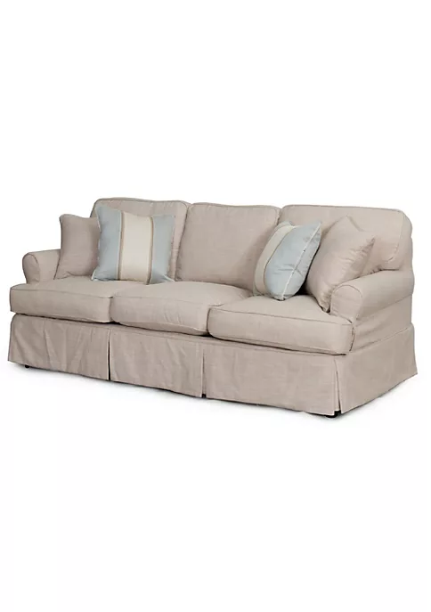 The Hamptons Collection 85” Linen Beige T-cushion Sofa Cover with Back and Seat Cushion Cover and Pillow Covers 3 The Hamptons Collection 85” Linen Beige T-cushion Sofa Cover with Back and Seat Cushion Cover and Pillow Covers - Image 3