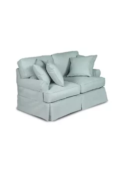 The Hamptons Collection 60” Cyan Blue T-cushion Loveseat Cover with Back and Seat Cushion Cover and Pillow Covers