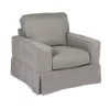 The Hamptons Collection Set of 3 Gray Box Cushion Chair Slipcover 39”