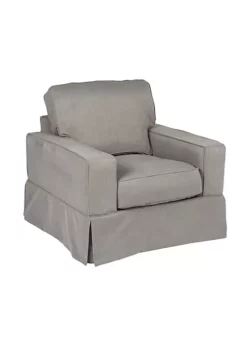 The Hamptons Collection Set of 3 Gray Box Cushion Chair Slipcover 39”