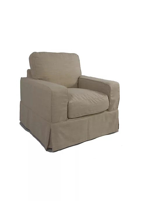 The Hamptons Collection Set of 3 Neutral Brown Linen Box Cushion Chair Slipcover 39” 1 The Hamptons Collection Set of 3 Neutral Brown Linen Box Cushion Chair Slipcover 39”