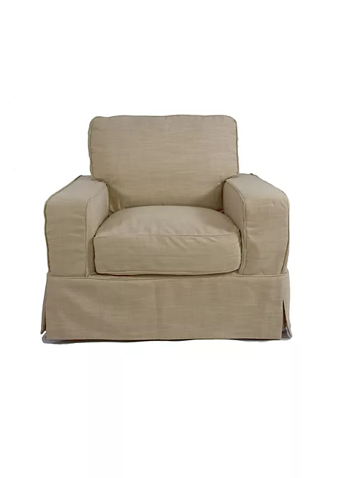 The Hamptons Collection Set of 3 Neutral Brown Linen Box Cushion Chair Slipcover 39” 2 The Hamptons Collection Set of 3 Neutral Brown Linen Box Cushion Chair Slipcover 39” - Image 2
