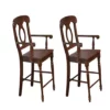The Hamptons Collection Set of 2 Brown Elegant Andrews Napoleon Comfortable Barstool with Arms 43"