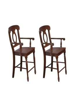 The Hamptons Collection Set of 2 Brown Elegant Andrews Napoleon Comfortable Barstool with Arms 43" -Cheap GUESS® Store Belk 887