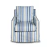 The Hamptons Collection 3-Pieces Blue Striped Fabric Club Chair Box Cushion Track Arm Slipcovers 35"