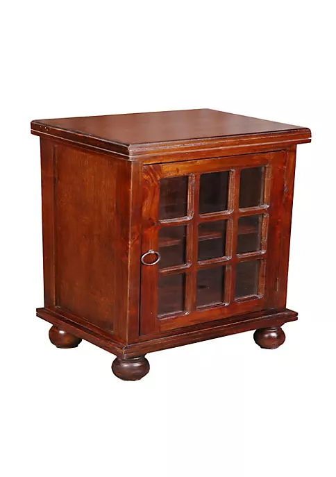 The Hamptons Collection 29.75” Brown and Clear Cottage End Table with Glass Door 2 The Hamptons Collection 29.75” Brown and Clear Cottage End Table with Glass Door - Image 2