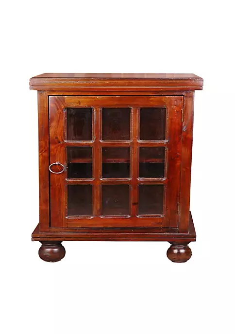 The Hamptons Collection 29.75” Brown and Clear Cottage End Table with Glass Door 4 The Hamptons Collection 29.75” Brown and Clear Cottage End Table with Glass Door - Image 4