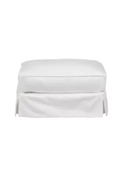 The Hamptons Collection 33" White Fabric Double Stitched Ottoman Slipcover