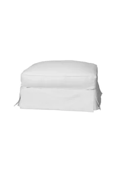 The Hamptons Collection 33" Sunset Trading Horizon Warm White Fabric Ottoman Slipcover